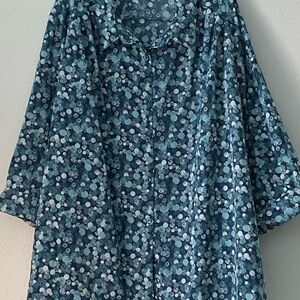 Women’s Blue circle design Button-Up size 5X big vintage Shirt
